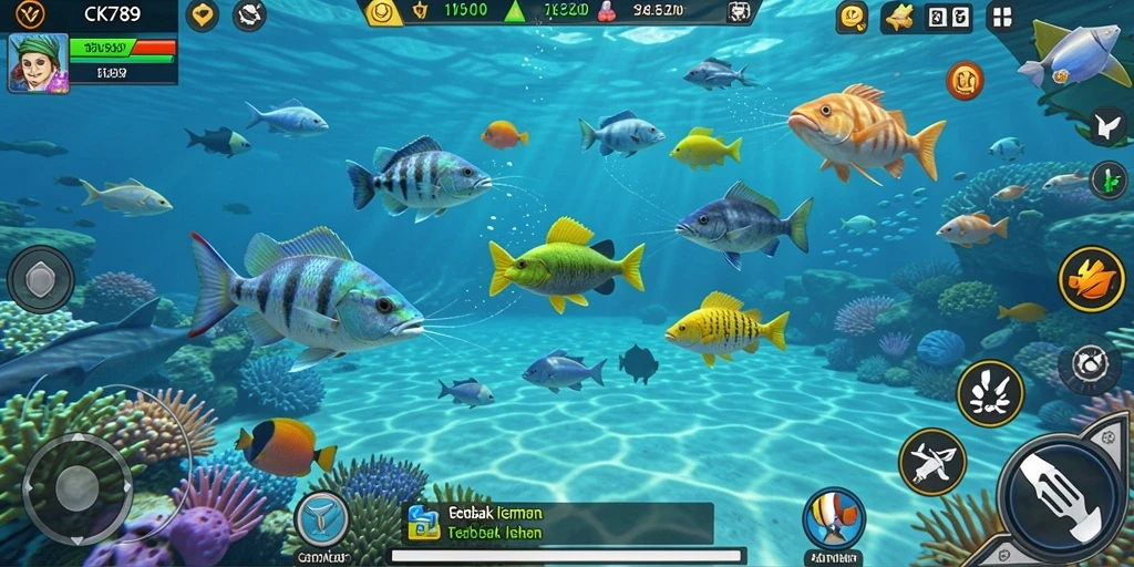 Screenshot gameplay CK789 dengan aksi tembak ikan yang seru.