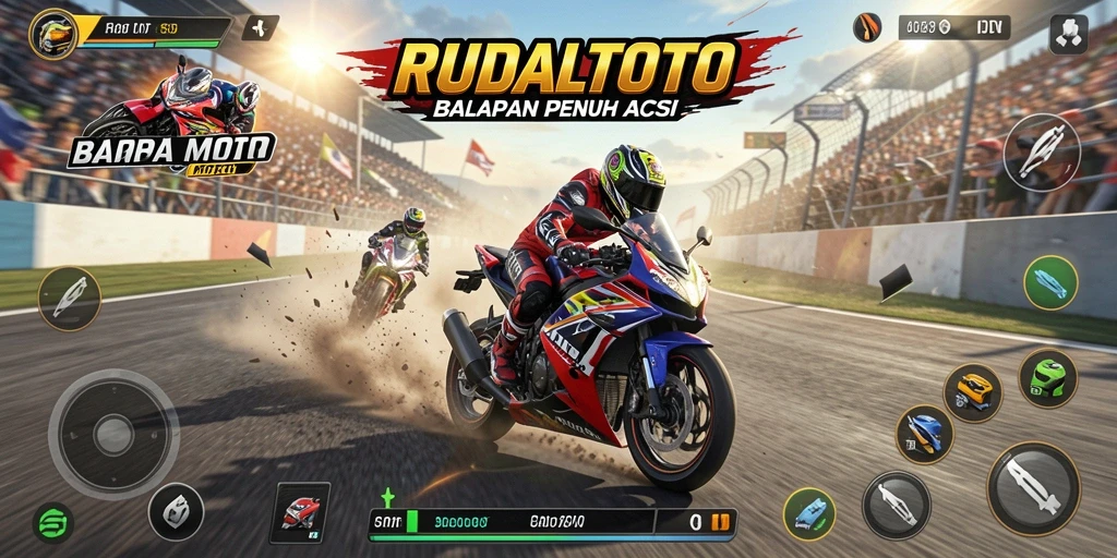Screenshot menunjukkan aksi balapan mendebarkan di RUDALTOTO.