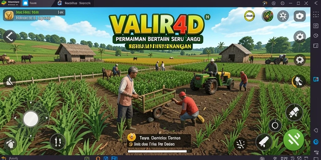 Screenshot gameplay VALIR4D menampilkan aktivitas bertani yang seru dan menarik.
